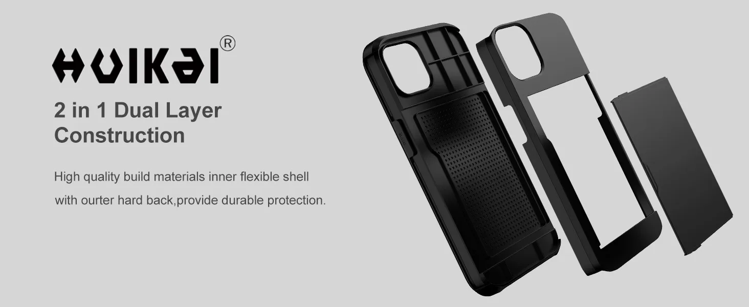 Hülle für iPhone 18 Pro Max 17e 16e 17 Pro Max 16 15 14 13 Brieftasche Kartenhalter Schiebeschlitz Schlanke Hartschale PC Robuste Schutzhülle – Detail 7