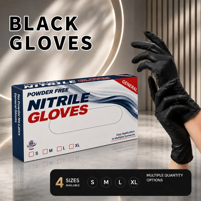 50/100PCS Black Composite Nitrile Gloves Multi-Purpose Disposable Gloves for Pet Care Kitchen Hotel Household Cleaning Chores