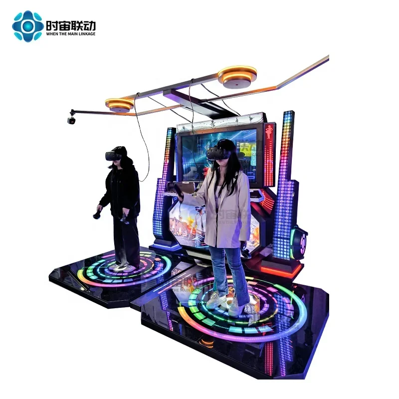 VR Double Dance Machine - Large Space Free Walking Platform with Shooting Battle Entertainment Game