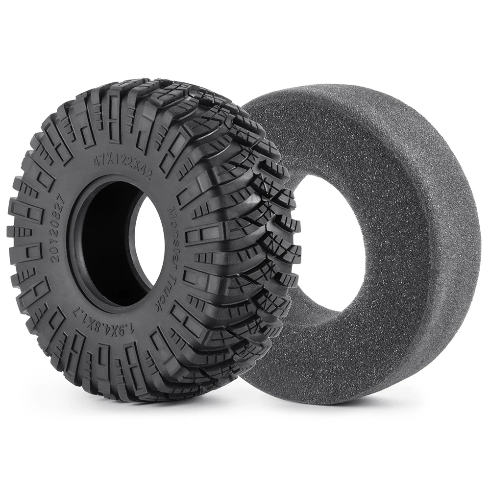 AXSPEED 1/4Pcs 1.9inch 122mm Rubber Tyres Wheel Tires Insert Sponge for Axial SCX10 III TRX-4 1/10 RC Car Monster Truck Parts