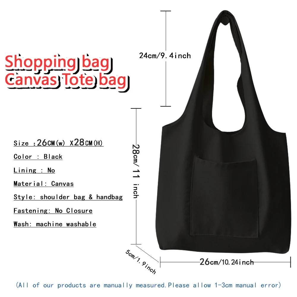 Women Shopping Shoulder Bag Ladies Reusable Eco Foldable Supermarket Handbag Street Style Student Aesthetic Storage Canvas Bags