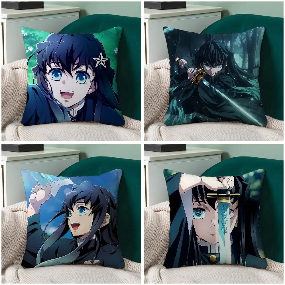

Anime Cool W-tokitou Muichirou-S Pillow Case Throw Pillow Cover Nordic Vintage Style Cushion Covers Home Living Room Sofa Couch