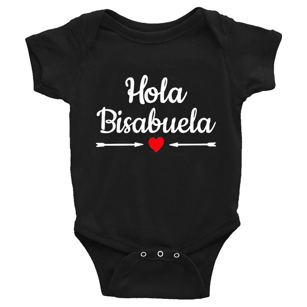 Hola Bisabuela Spanish Great Grandma Creative Baby Newborn Bodysuits Toddler Infant Kids Short Sleeve Casual Jumpsuits Clothing