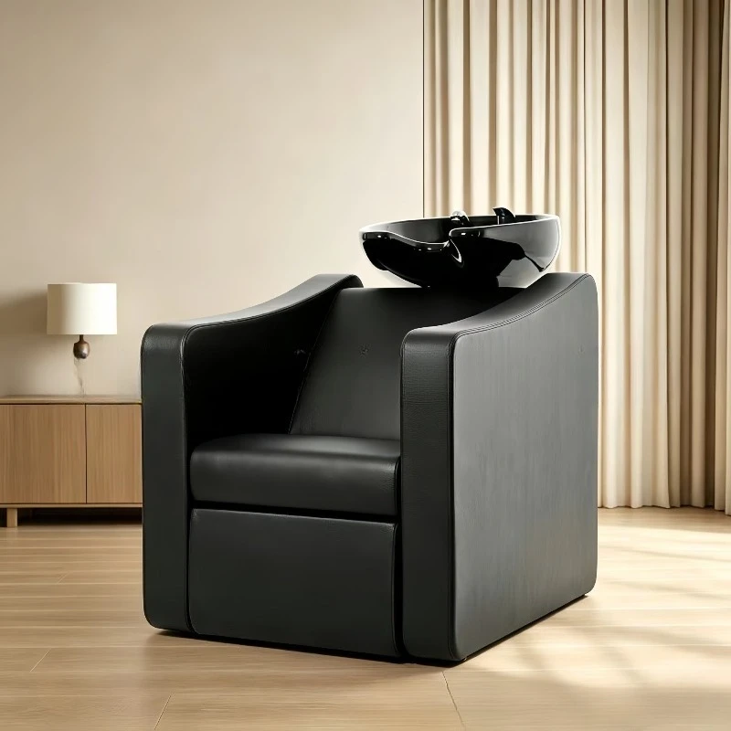 Sitting Shampoo Chair Barber Shop Ceramic Basin Flushing Bed