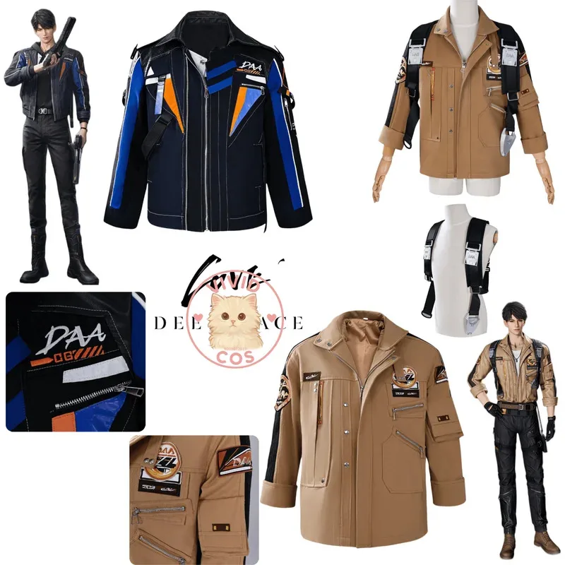 

In Stock Game Love and Deepspace Cosplay Anime Caleb Costume Role Play Blue and Brown Jacket for Men Adult Comic Con Party Suits