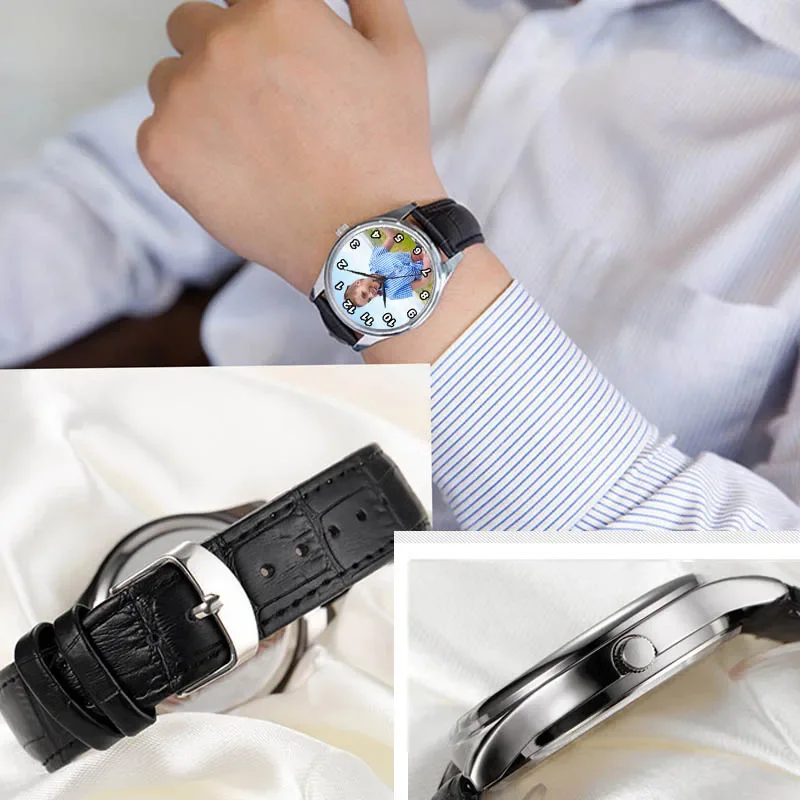 ساعة صور مخصصة DIY ساعات مقاومة للماء للجنسين للرجال والنساء عشاق وضع صورتك الخاصة هدية عيد ميلاد شخصية #3