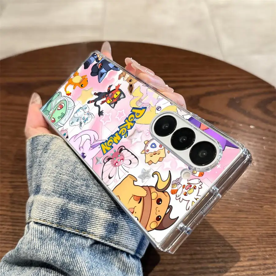 Cartoon P-Pokemon Case for Samsung Galaxy Z Fold 7 6 5 4 3 ZFold6 ZFold7 ZFold3 ZFold5 ZFold4 Hard Phone Cover