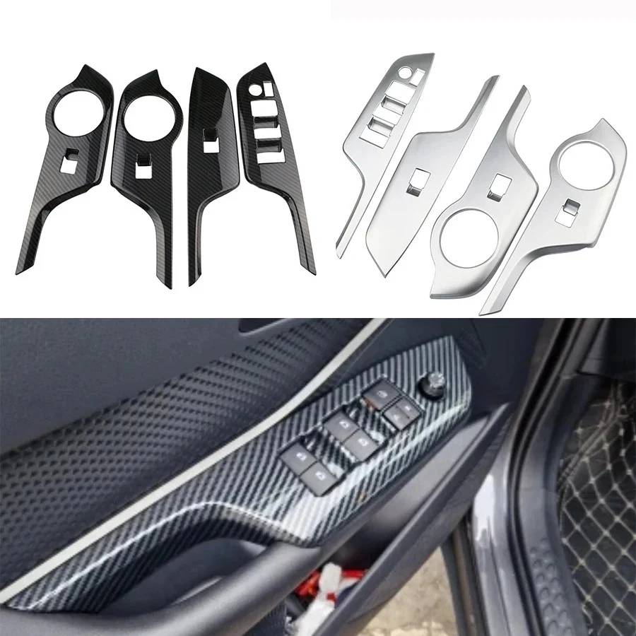 

ABS Auto Window Lift Switch Button Panel Cover Trim for Toyota C-HR CHR 2016-2022 LHD/RHD 4PCS Decorative Interior Accessories