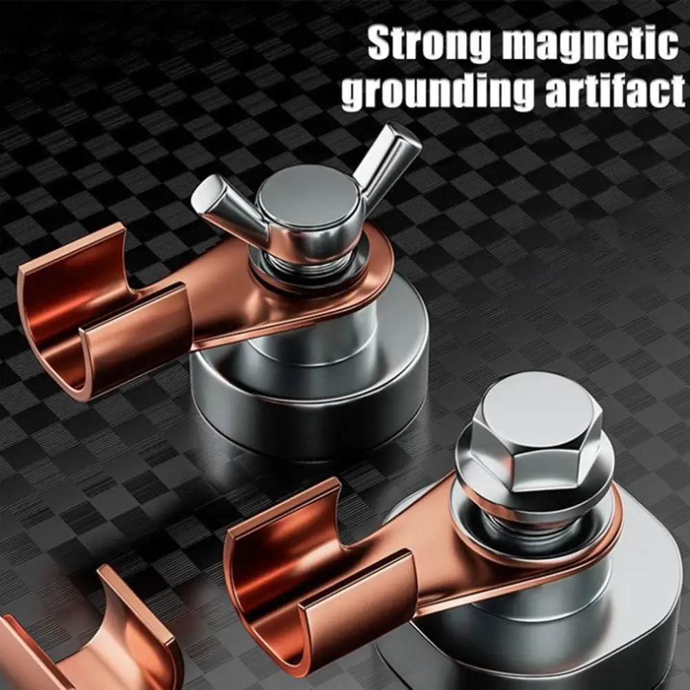 Powerful Magnetic Welding Ground Clamp, Copper Electrode Single Head Magnet Grounding Connector for Welding Machines Ground Wire gallery 1