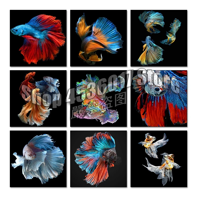 

5D DIY Diamond Painting Cross Stitch Animals Full Mosaic Diamond Embroidery Ornamental Fish Home Decor pintura de diamante art