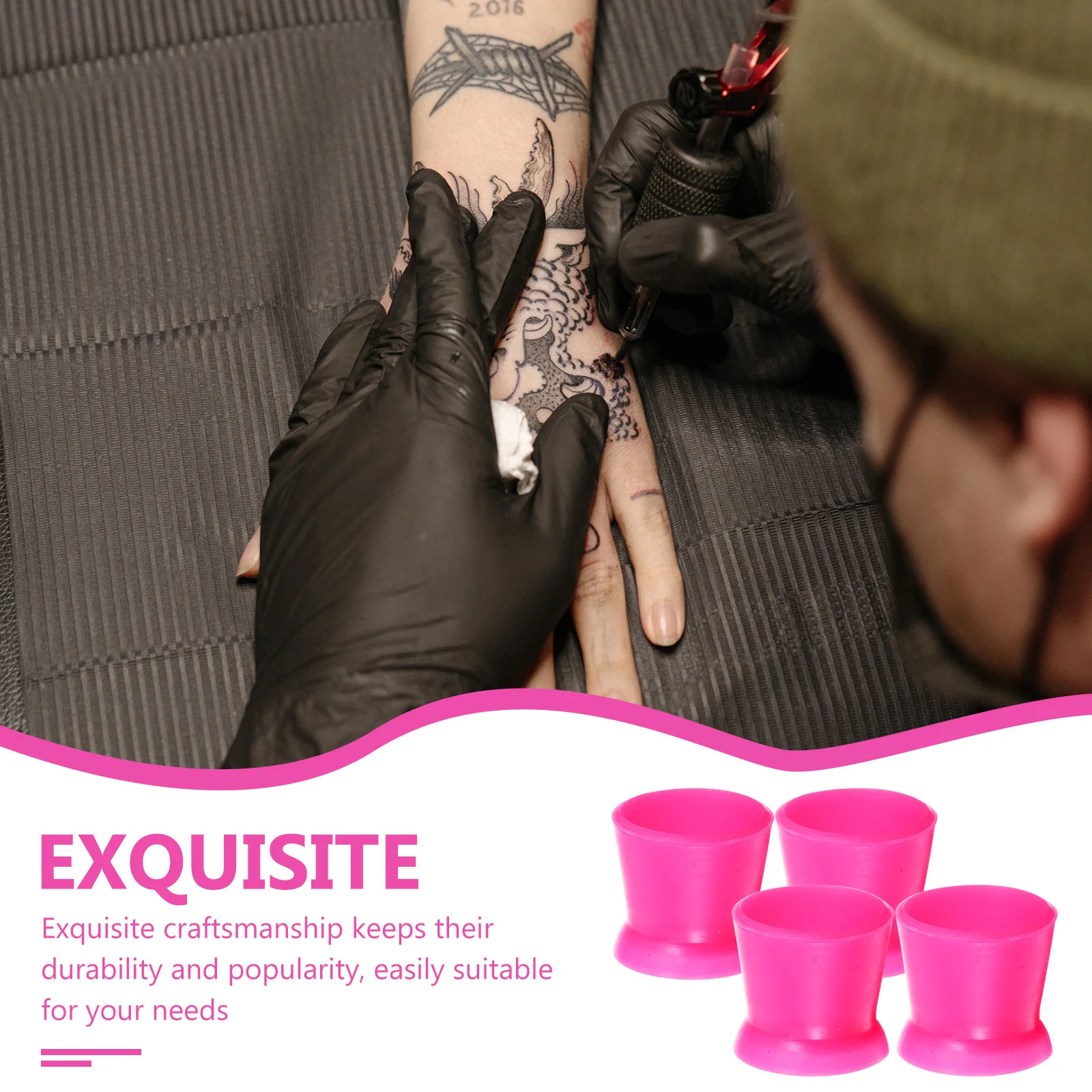 

300 шт., чашки для чернил для татуировки с основанием, прочные маленькие контейнеры для пигментов для профессиональных любителей принадлежностей для татуировки, чашки для чернил