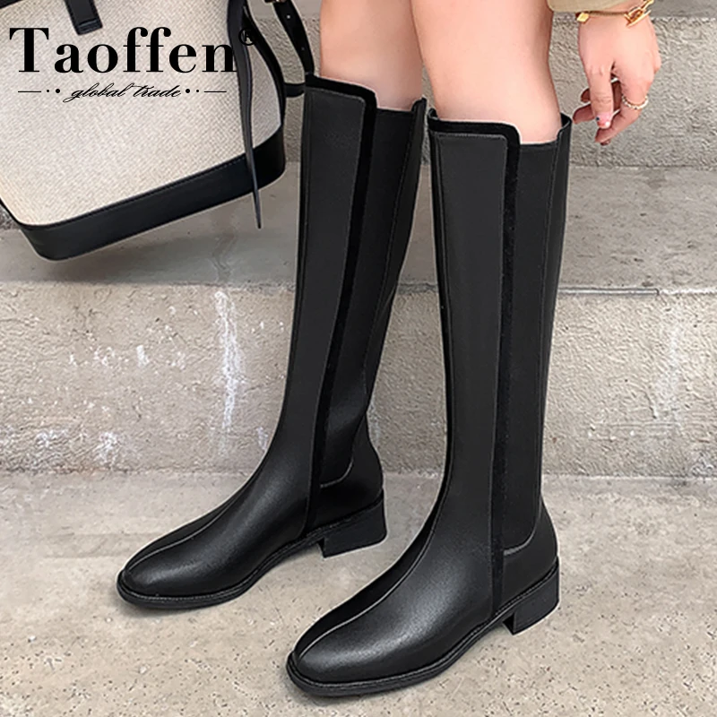 

Taoffen Size 33-40 New Arrival Women Long Boots Real Leather Winter Women'S Shoes Casual Fashion Female Knee Boot Footwear