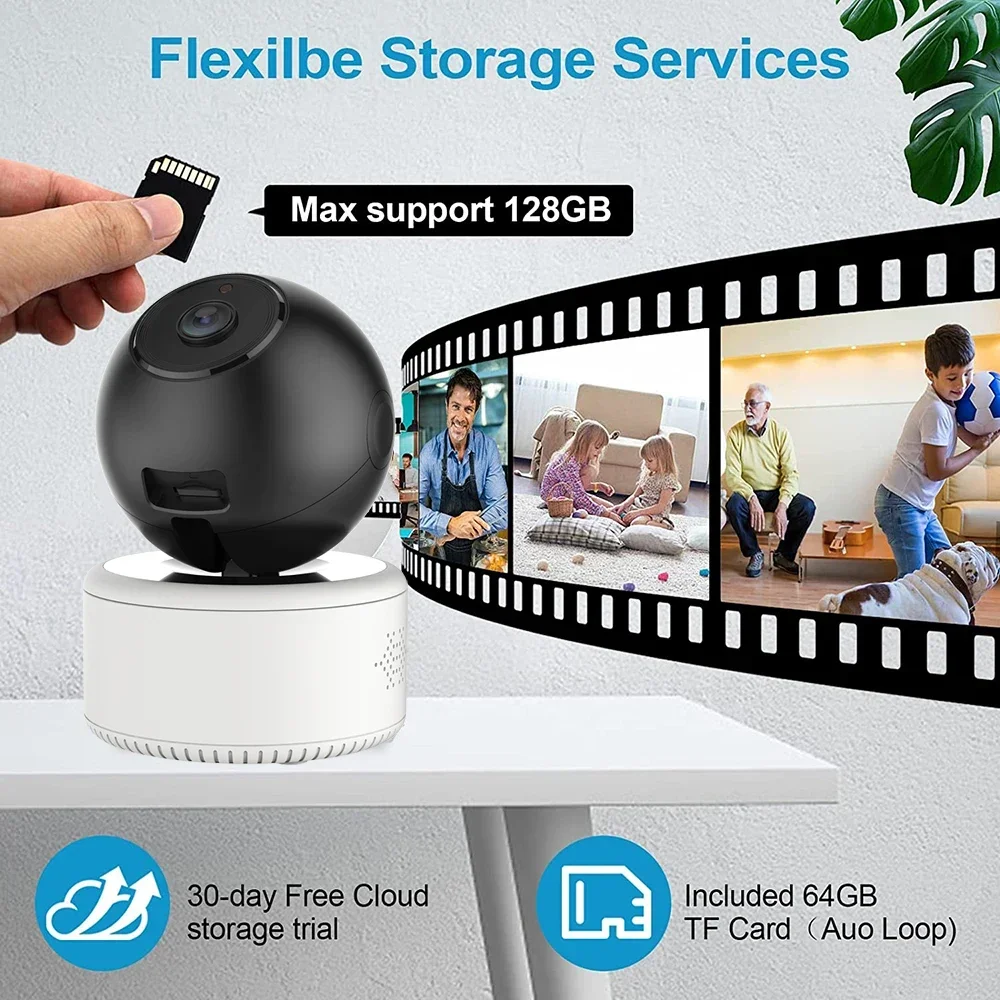 Wireless Security Camera Pan Tilt IP Camera 2K WiFi Home Indoor Camera for Baby/Pet/Nanny 2 Way Audio Night Vision Auto Tracks