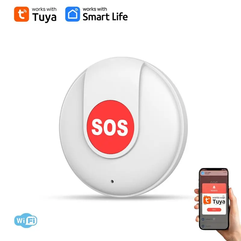 ABZZ-Tuya Smart Wifi SOS Button Emergency Wireless Security Alarm Panic Device For Elderly Kids For Safety Smart Life Remote