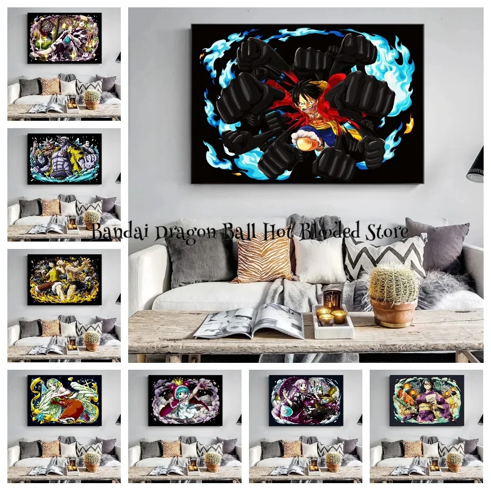 

Hot Blooded Anime One Piece Characters Collection High Quality Canvas Painting Poster Wall Art Print Mural Aesthetic Room Decor