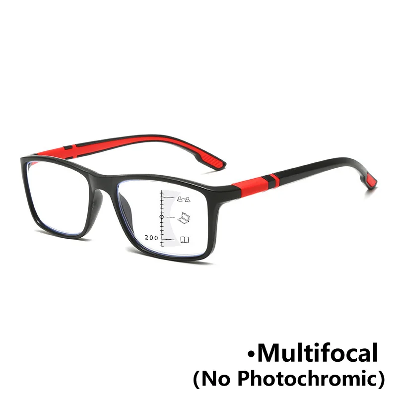 Vintage fotochromowe wieloogniskowe okulary do czytania antypoślizgowe inteligentne okulary do starczowzroczności okulary o wysokiej rozdzielczości blokujące niebieskie światło