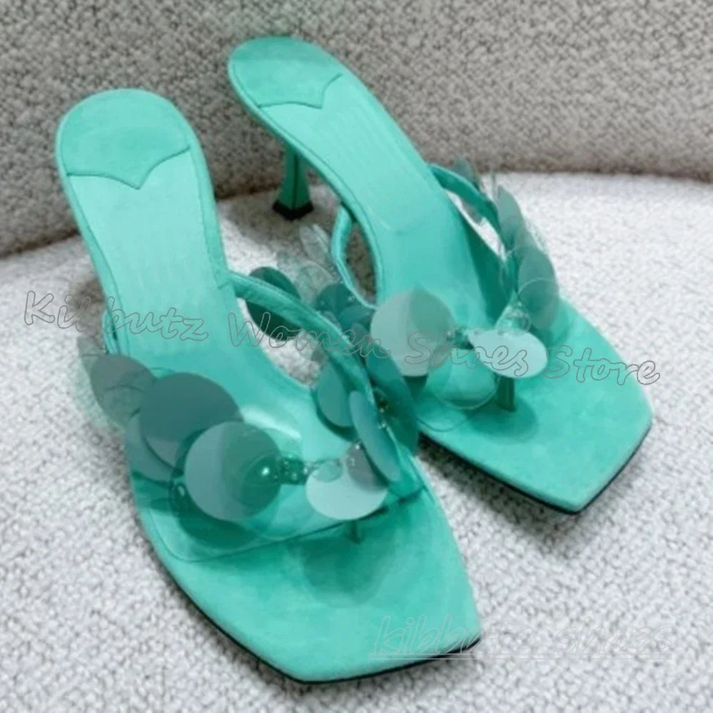 Bling Glossy Slipper Sandals Clip-Toe Kitten Heels Solid Color Leather Luxury Fashion Elegant Concise Sexy Party Dress Shoes New