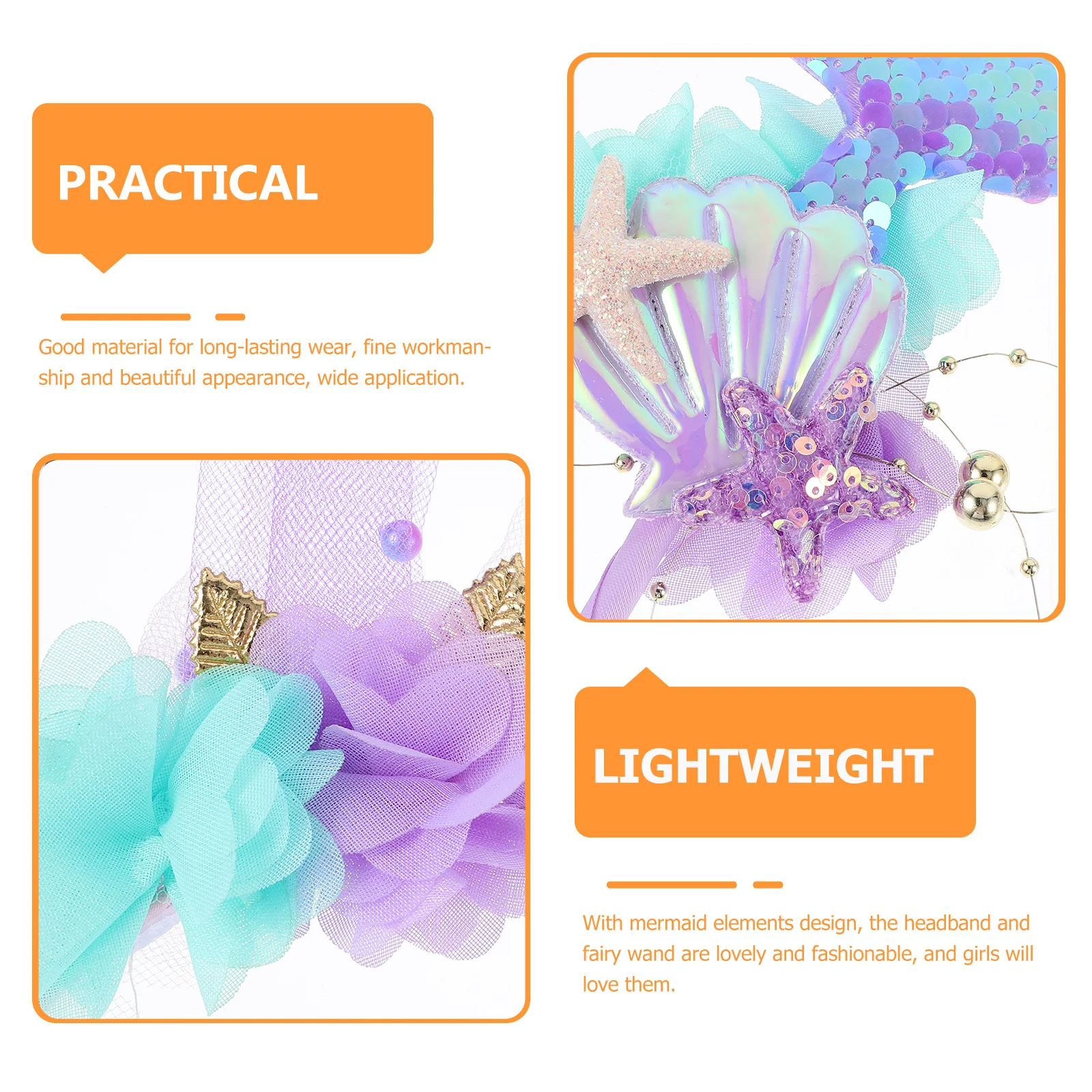 1 set Zeemeermin Accessoires Set Fairy Wand Hoofdband Voor Meisjes Feest Verjaardag Bruids Douche Cosplay Supply Kostuum Prop Decoratief