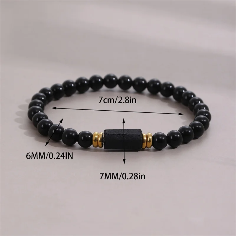Armband aus rohem, schwarzem Turmalin, 6 mm, für das Handgelenk, Schutz, Erdung, Stressabbau, Wurzelchakra, 1 Stück. – Detail 7