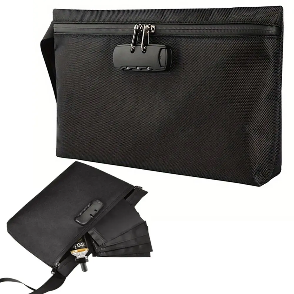 

Combination Lock Smell Proof Stash Bag Carbon Lined Waterproof Smell Isolation Case Double Zipper with Handle