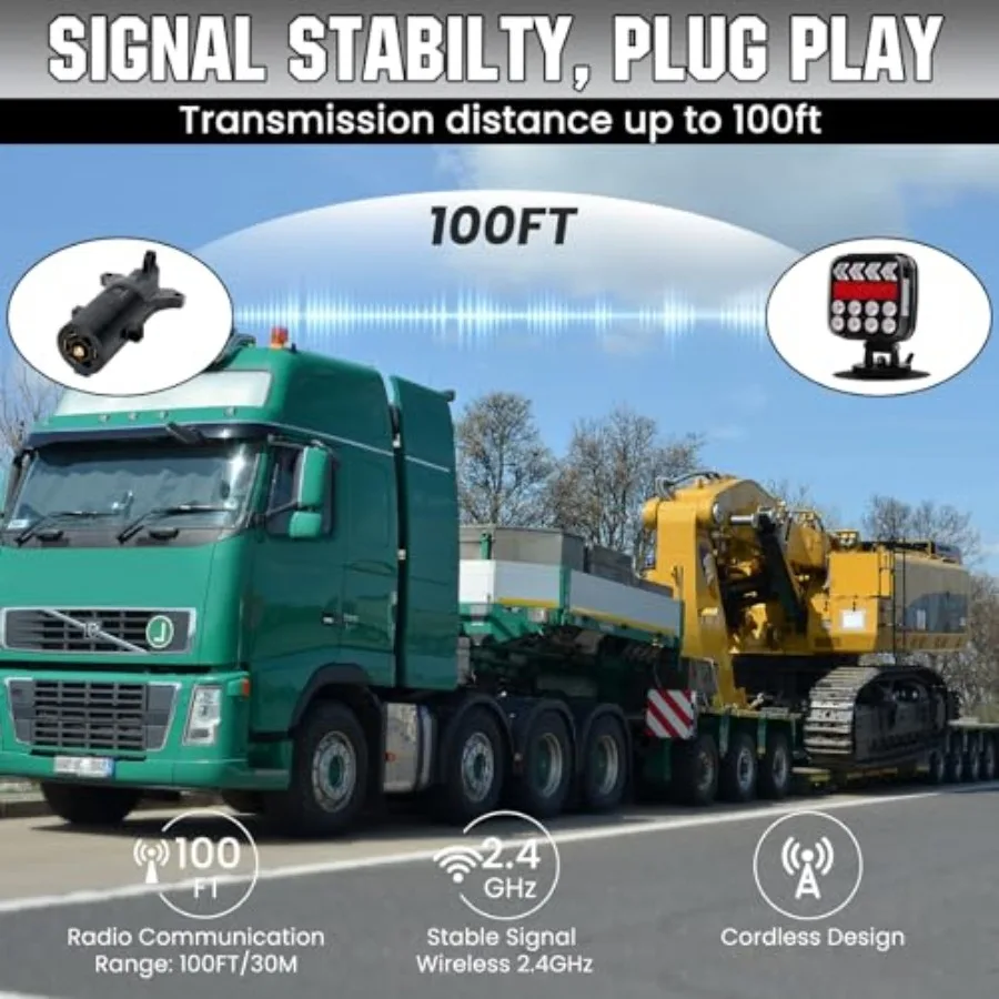 Wireless Trailer Lights Kit, Rechargeable Magnetic Trailer Lights, Portable LED Tow Lights for Trucks, Boats, RVs, Vehicle, Car