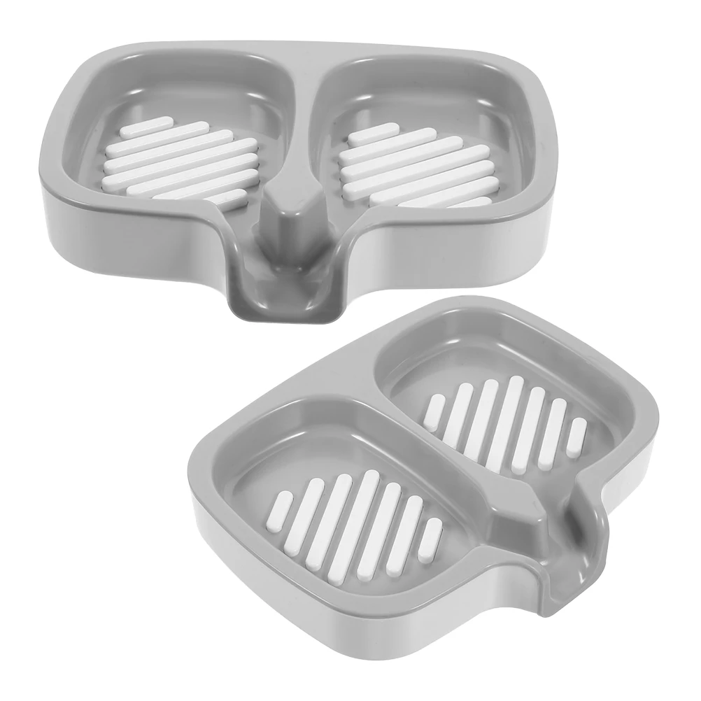 

2Pcs Wall Mounted Soap Dish for Bar Storage Liquid Stand Holder Tray Drying Rack Bathroom Kitchen Washroom Sink