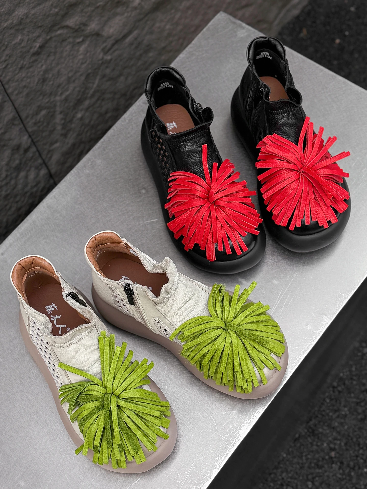

New Chinese Style High Top Roman Sandals 2026 New Summer Hollow out Korean Style Boot Genuine Leather Fringe Ladies Shor...