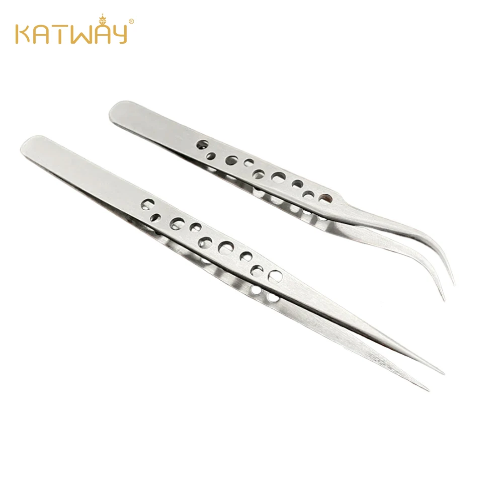 

KATWAY Industrial Anti-static Precision Tweezers Curved Straight Tip Stainless Steel Forceps Phone Repair DIY Hand Tools HH-AA02