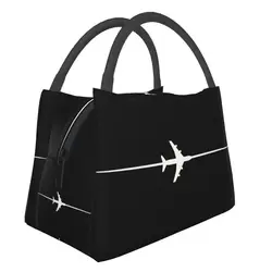 Aviation Plane Crossing Thermal Insulated Lunch Bag Women Airplane Aviator Pilot Resuable Lunch Box For School Food Picnic Bags
