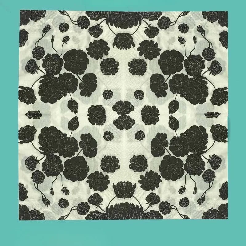 20 piezas servilletas de loto negro de 2 capas de 33cm, servilletas de cóctel de calidad alimentaria, servilletas para fiestas navideñas, papel para decoupage DIY