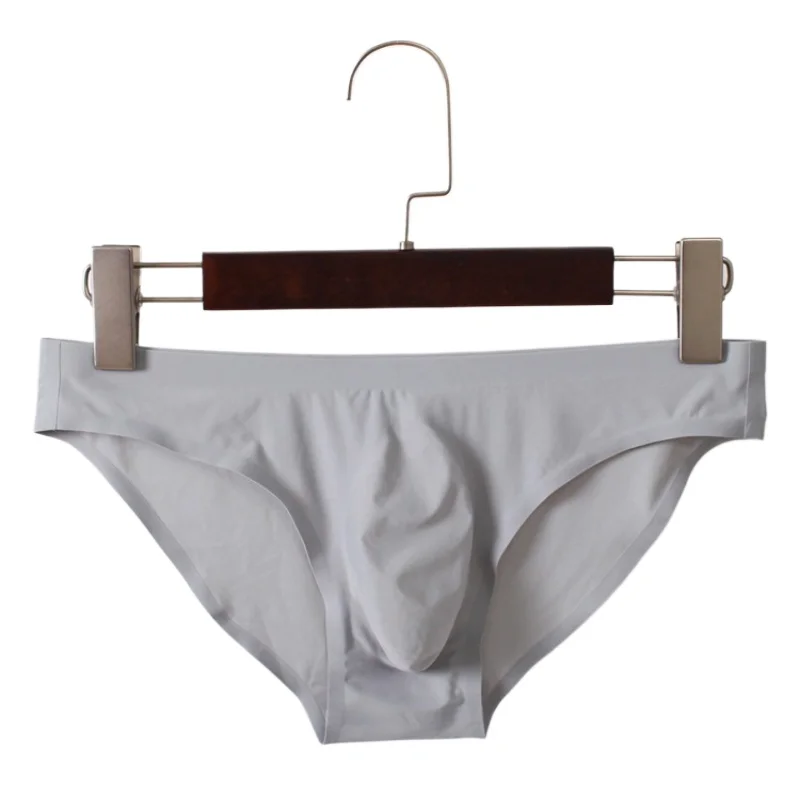 Men's Underwear Ultra Thin Seamless Briefs Summer Ice Silk Low Waist Quick-Drying Panties Convex Pouch Lingerie Underpants