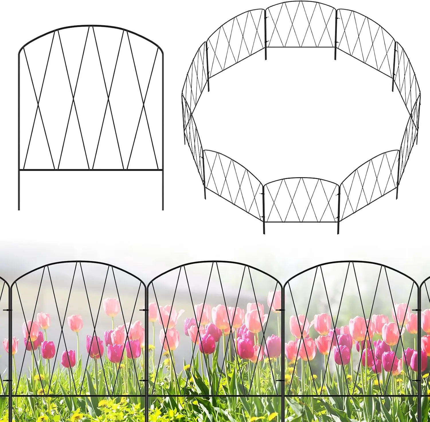 

Набор из 24 антикоррозийных арочных металлических садовых ограждений, 25 футов в длину и 16 дюймов в высоту, для клумб и декора на открытом воздухе