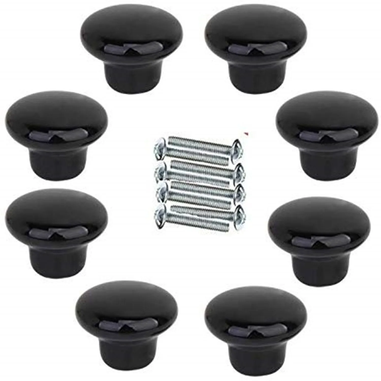 

4Pcs Round Ceramic Drawer Pull Handles Durable Cabinet Door Knobs Kitchen Furniture Wardrobe Black 38mm Ceramic Knobs