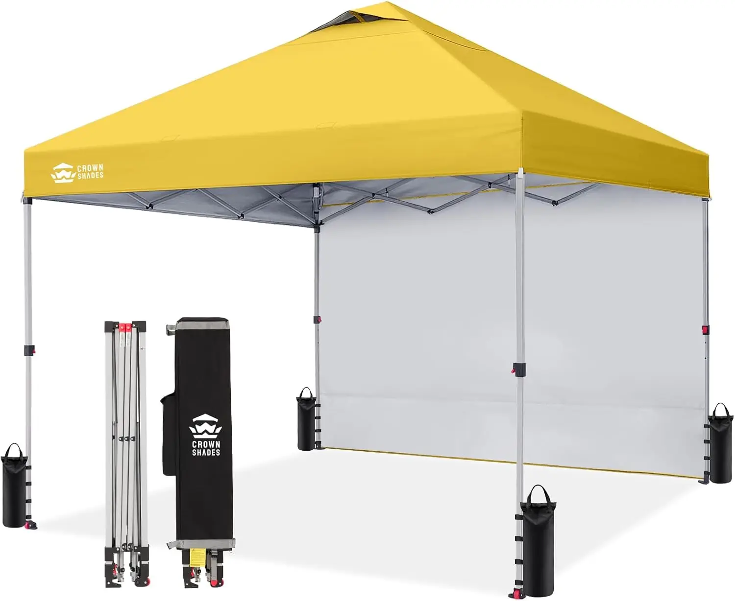 

10x10 Pop Up Canopy with 1 Side Wall - Beach Tent with One Push Setup - Outdoor Sun Shade for Events, Parties, Camping - Gaze