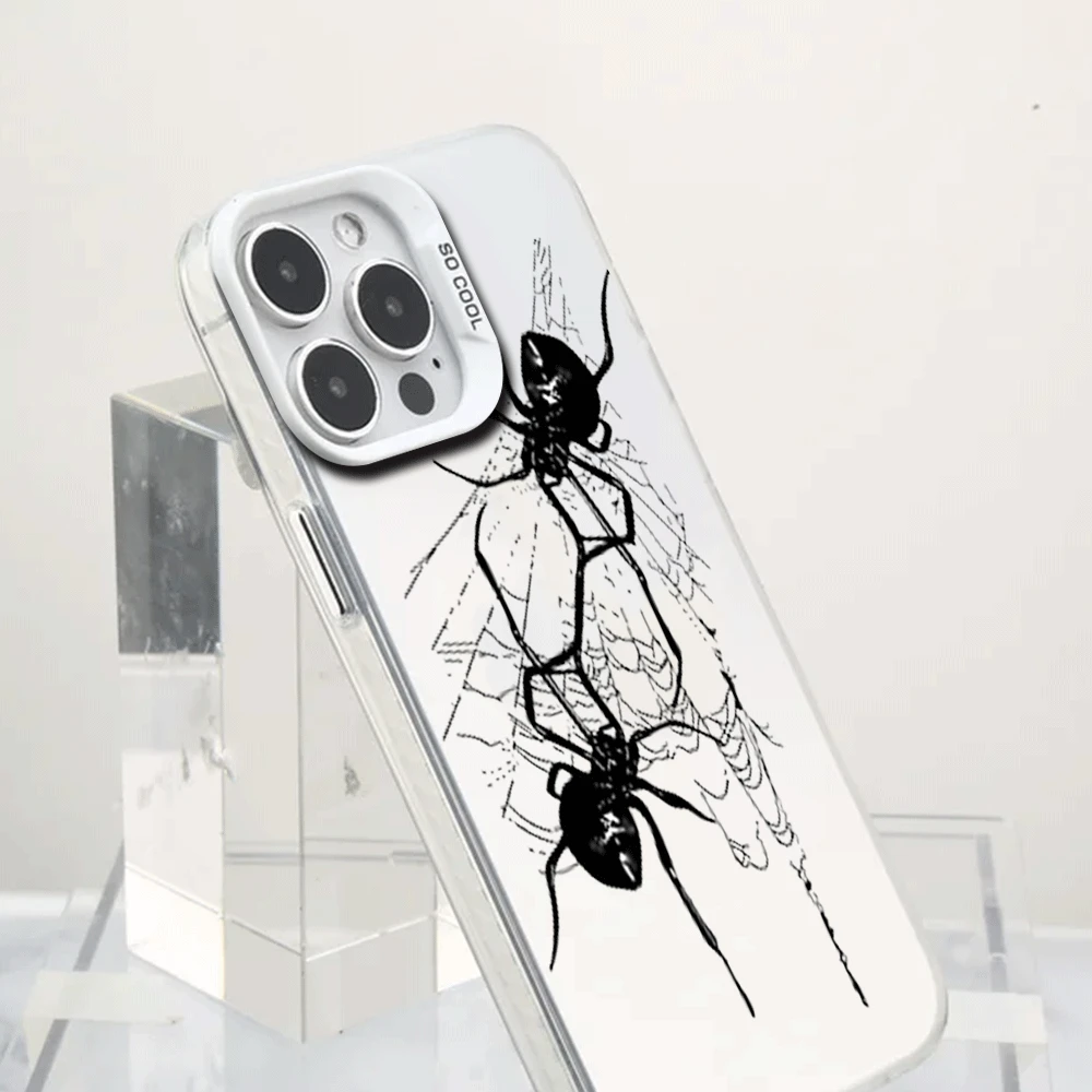 Spider web crawling Phone Case For iPhone 11 12 13 14 15 16 Pro Max Plus Magesafe Magnetic Transparent Charge Soft Shell