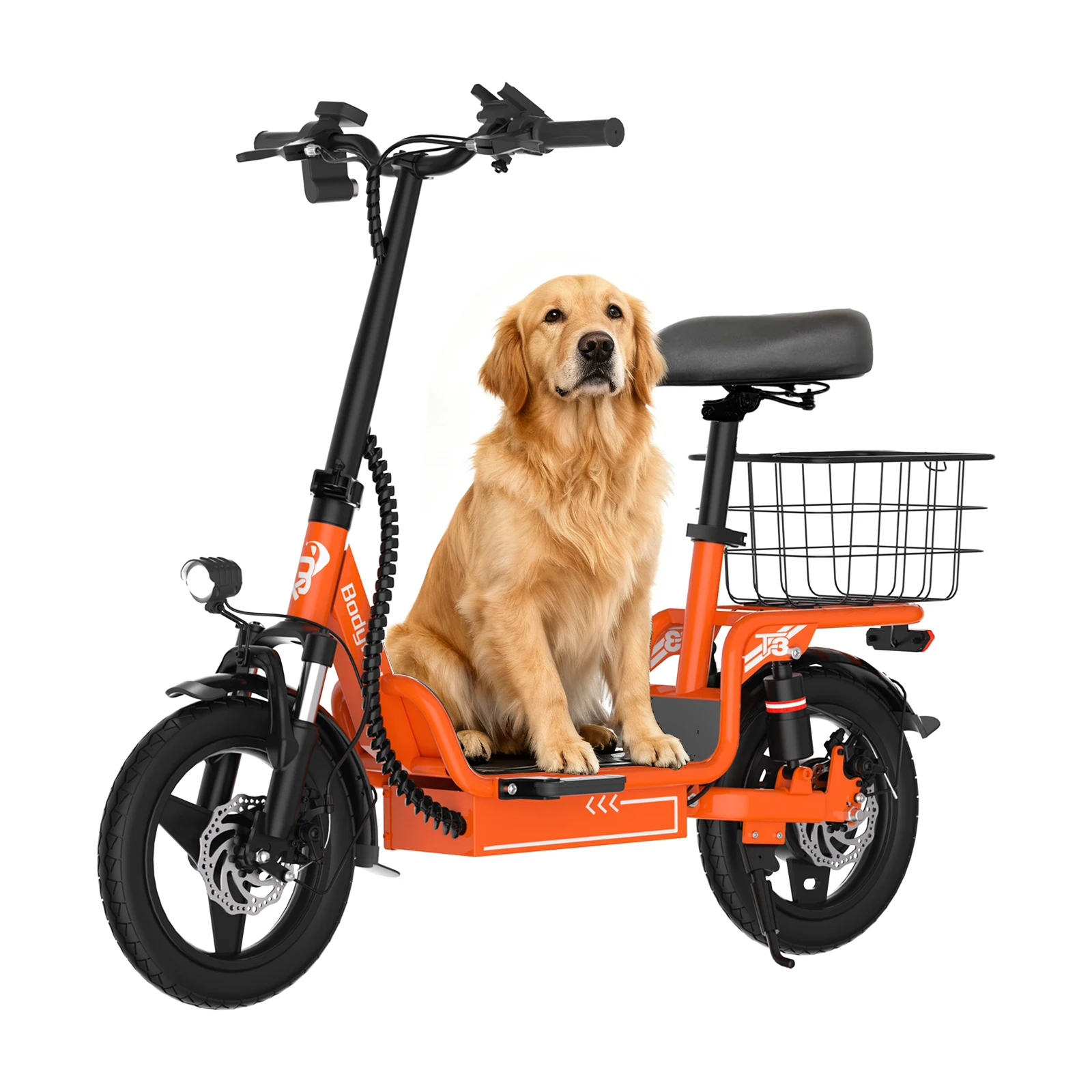 Bodywel T3 Electric Bike for Adults, 14“ Foldable E bike with seat 48V 10.4AH Battery Electric Bicycle T3 E Scooter