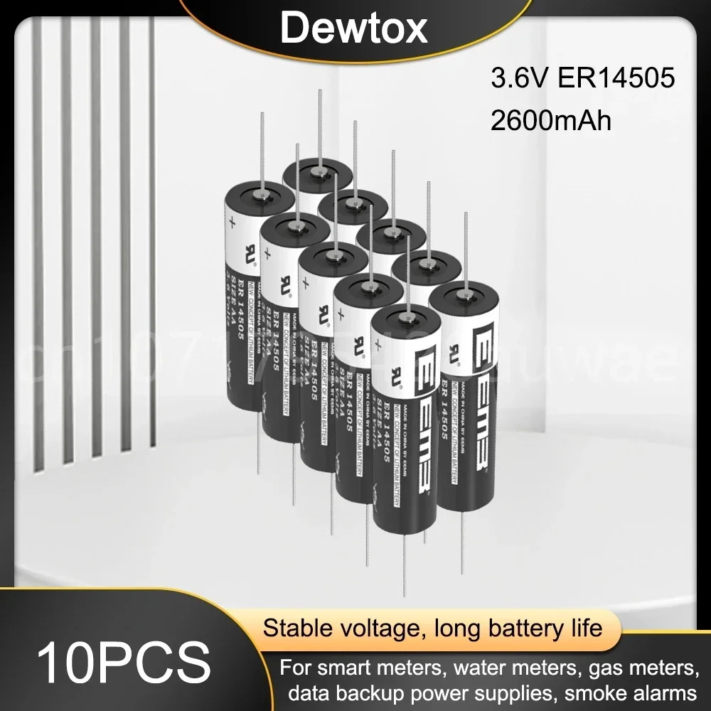 

10PCS 3.6V ER14505 14505 Lithium Battery for PLC CNC Machine Tools Alarm Clock Gas Meter Touch Screen Li-Ion Batteria with Pins