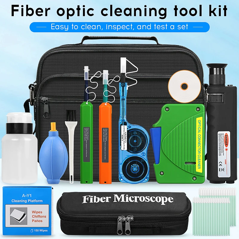 Fiber cleaning tools Fiber Cleaning Kit Fiber Optic FTTH Tool Kit Network Testing Tool with Fiber Inspection Microscope etc