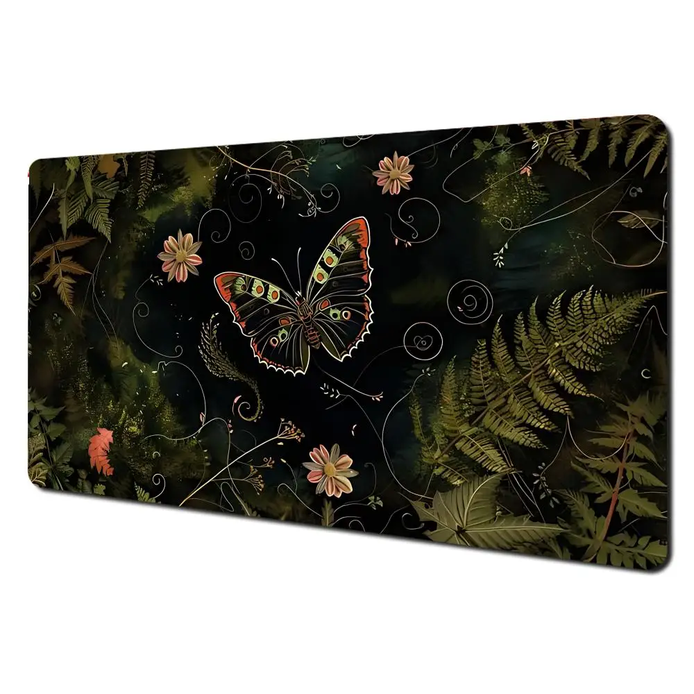 

Природные цветы, бабочка, коврик для мыши, настольный аксессуар, эстетический большой игровой художественный нескользящий коврик для компьютера, ноутбука, планшета, мини-компьютерный коврик