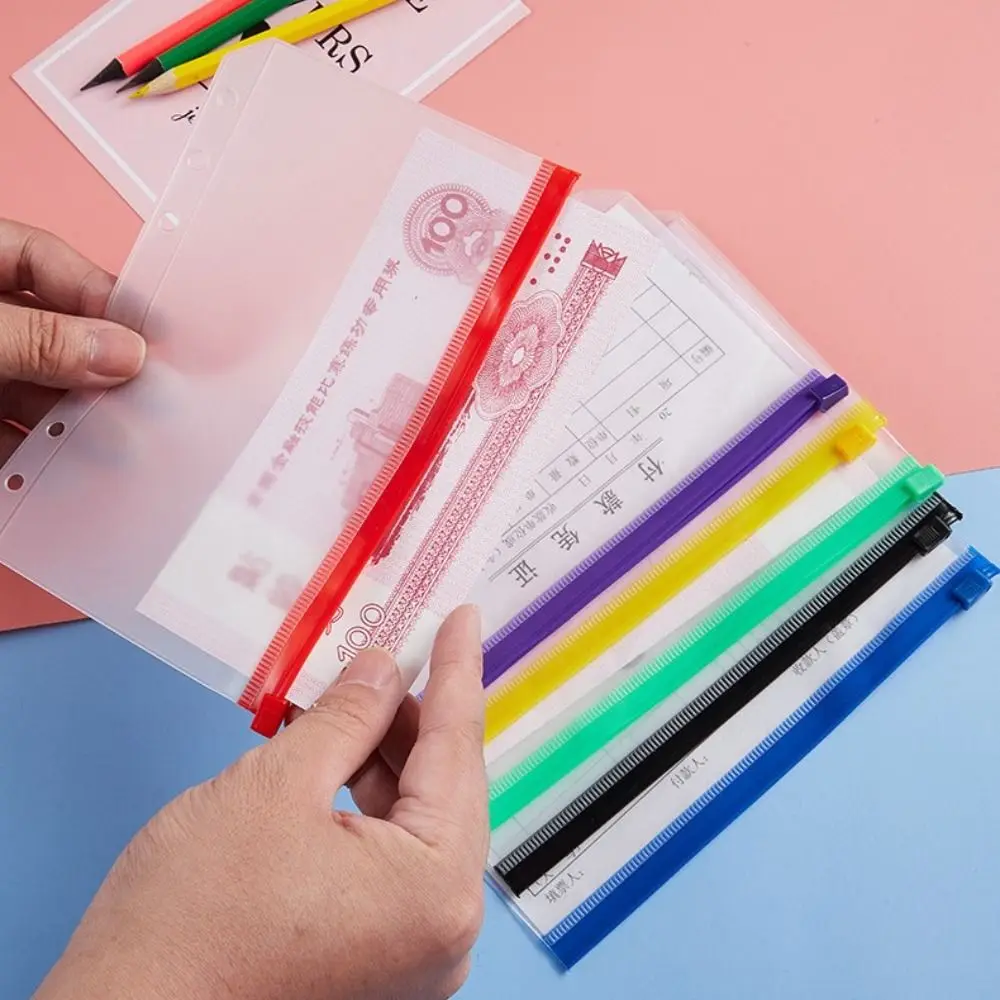 Bolsa de hojas sueltas perforada con 6 agujeros para estudiantes, bolsa de carpeta para cuaderno, A5/A6, bolsillos para archivador de documentos