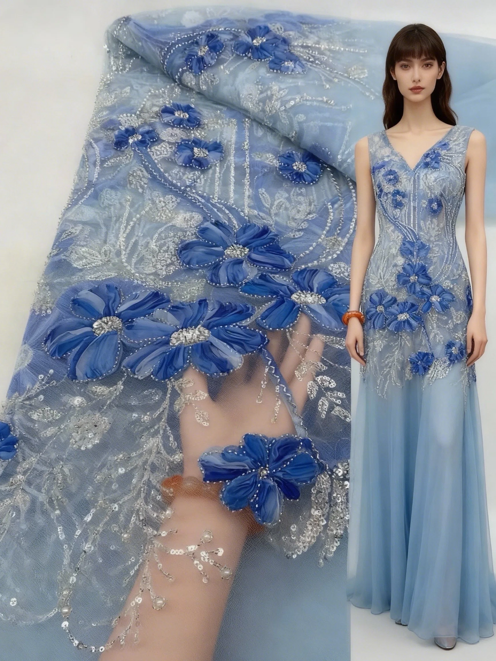 فاخر النيجيري تول مطرز أقمشة الدانتيل الأفريقي الفرنسي الترتر 2025 التطريز للنساء ثوب مسائي الخياطة