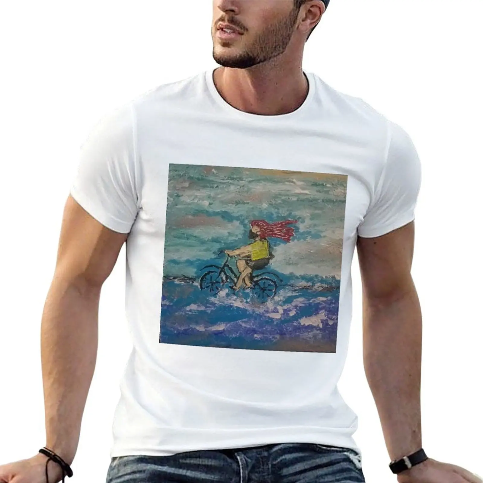 MaskedWomanonBikeonBeach T-Shirt graphic shirts graphics shirts men