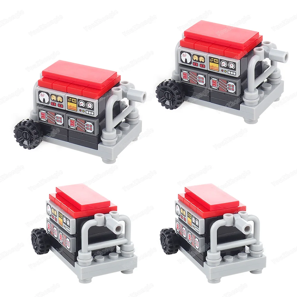 Generatore meccanico nero Building Block MOC Figure Conversione di energia all'attrezzatura elettrica Scena Mini modello Regali Giocattoli per ragazzi