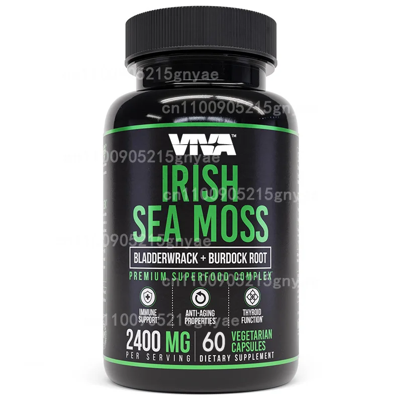 

Органические ирландские морские водоросли, смешанные с куркумой, корнем лопуха и рыбой-меч, улучшенные черным перцем - 60 капсул