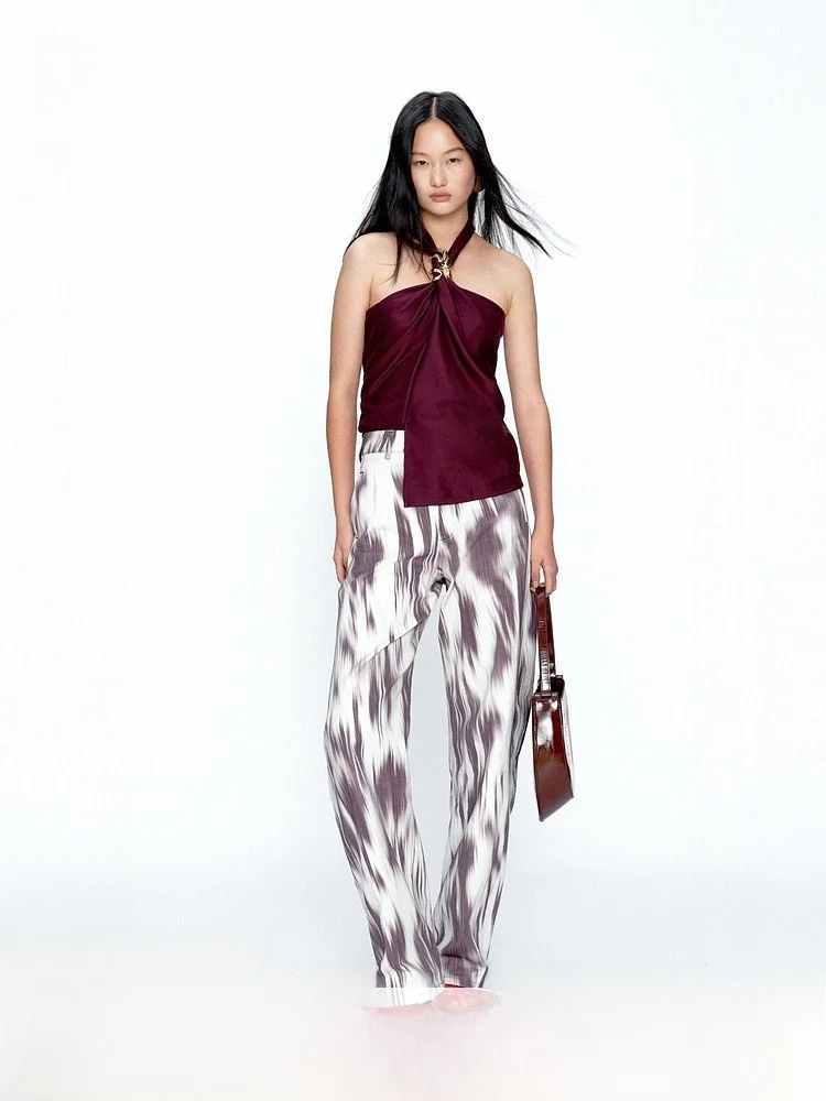 

Comfortable Cotton Printed Women's Pants Casual Style Loose Fit Natural Waist Spring Summer New Arrival H&M 1320574