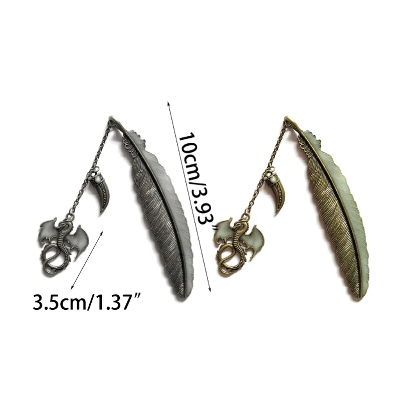1PC Luminous Night Dragon Label Read Maker Feather Book Mark Papelaria