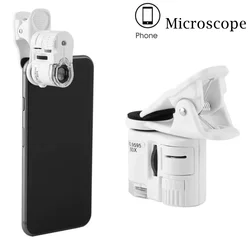 60X Mobile Phone Microscope Magnifier Universal Cellphone LED Macro Lens Optical Zoom With Micro Camera Clip Optical Instrument