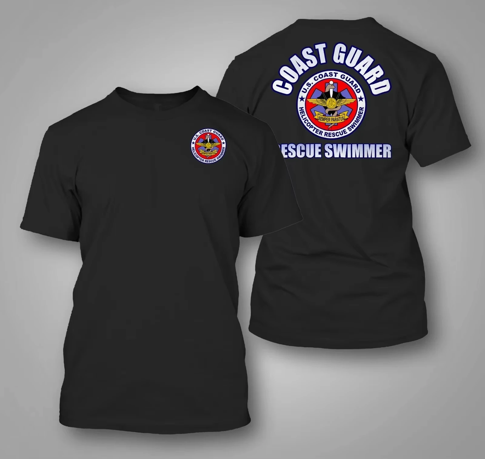US Coast Guard Rescue Swimmer - Custom Men's Back and Front T-Shirt Tee