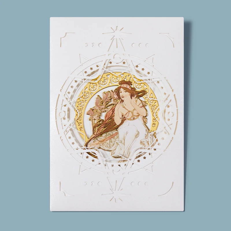 1 إشارات مرجعية توضيحية للفنون من Mucha - موسيقى، ريترو أدبي، براعة رائعة، إشارات مرجعية نحاسية، هدايا العيد #6