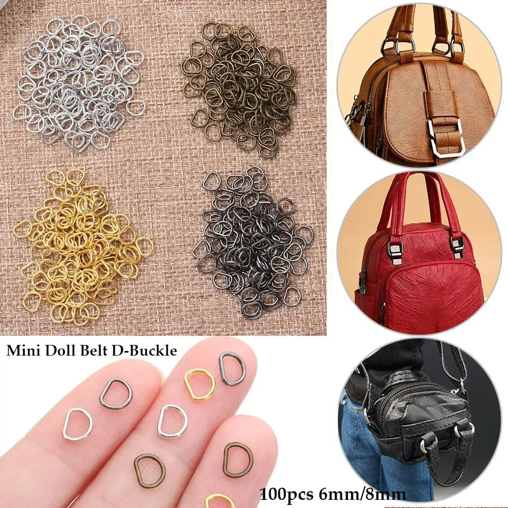 100pcs Newest Mini Ultra-small 6/8mm Stuffed Toys Diy Dolls Buckles Doll Bags Accessories D-Buckle Belt Buttons